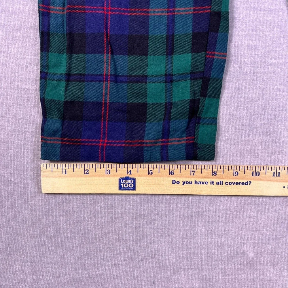 Old Navy Flannel Plaid Drawstring Mid Rise Pajama Pants Mens L Green Cotton
